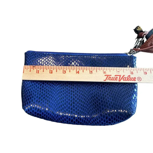 Sorial New York Cobalt Blue Snake Skin Wristlet Clutch Purse Vegan Leather New - Picture 3 of 7